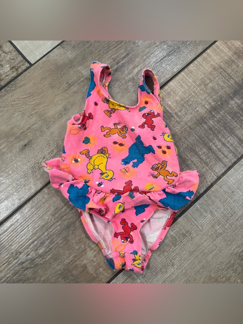 Vintage Sesame Street pink one piece swimsuit size 5T (runs small)